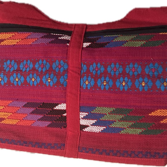 VYG BOHO HIPPIE Shoulder BAG Woven handbag purse Festival Red handles straps - Picture 6 of 9